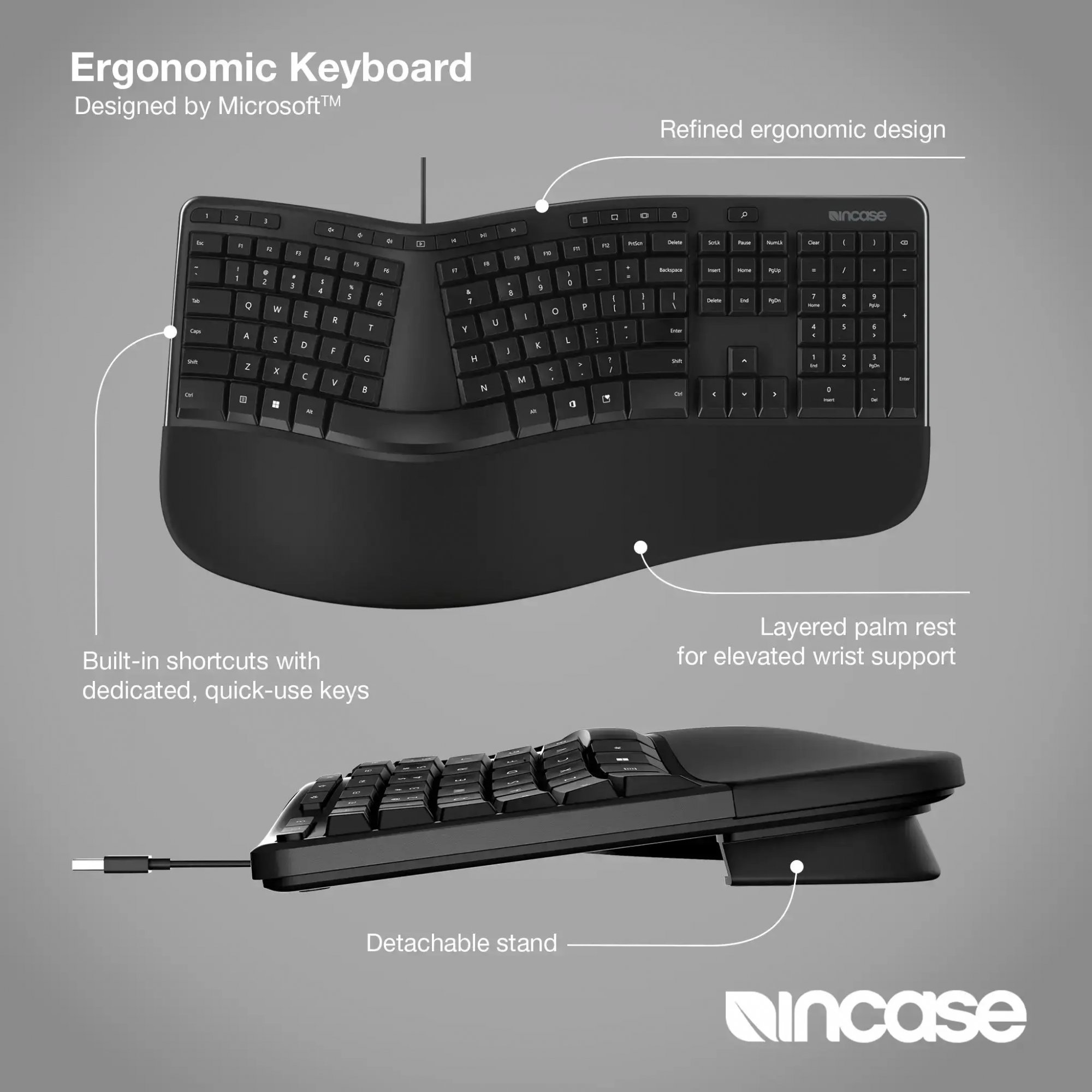 Incase Ergonomic Wired Keyboard Designed by Microsoft - LXM-00001