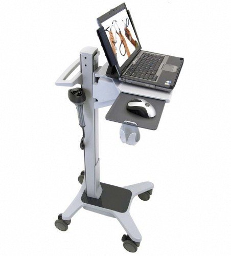 AnchorPad 31177ARM or 31177BP Laptop Security Stand installed on a healthcare cart