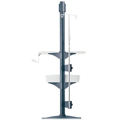With the long, uninterrupted space on the pole, you have lots of room to add accessories to your Zido Pole Cart. This set-up has plenty of options with room to spare. Shown here with: 1. Monitor Mount, Single, 2. Additional Shelf, Large, 3. Mouse Holder, 4. IV Pole & Brackets, 5. Metal Bin (sold separately)