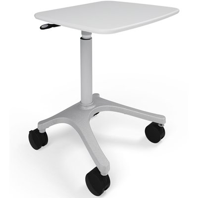 Anthro Zido Standard Adjustable Height Cart with Silver Statin Metal and Polar White Laminate