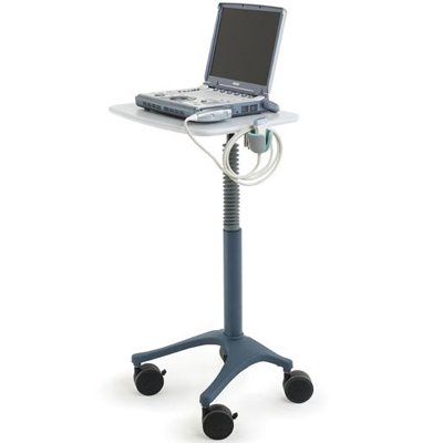 The 22” wide Zido is compact enough to fit into the smallest spaces and maneuver easily. As an ultrasound cart, it just needs a holder on the side and it’s ready to go. This adjustable-height Zido moves up and down 32”-42” so the screen is easy to see. This unit shown with: 1. Probe Holder, Small (sold separately)