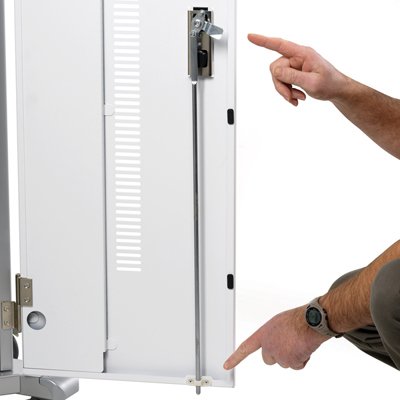 Each door's two-point locking system provides extra protection, engaging the door frame in two places with a strong steel rod. 