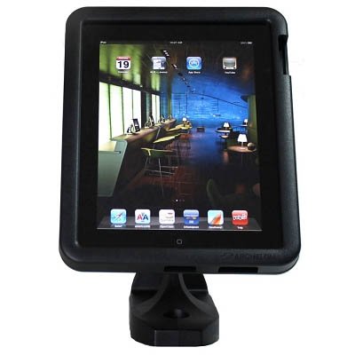 Vertical View of Archelon APiP01S Secure Protected iPad Enclosure Traditional Table Top Mount