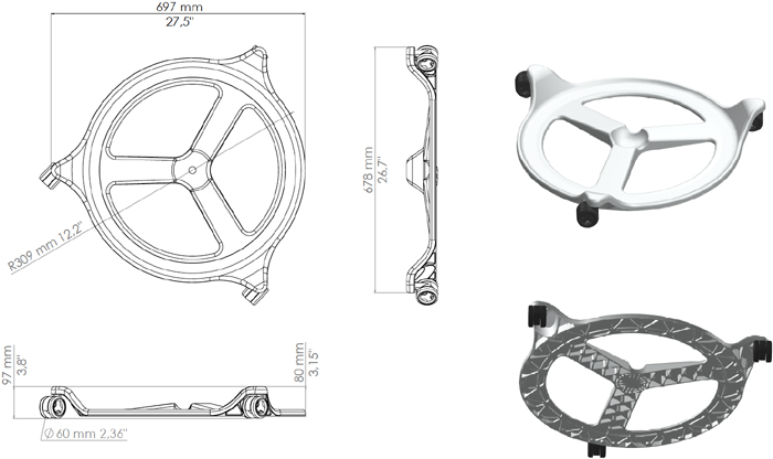 Technical Drawing for Back App Wheels Office Chair