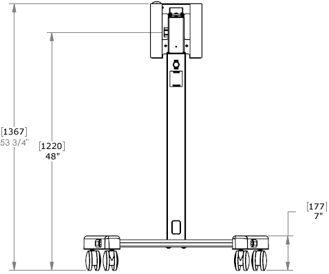 Technical Drawing for MFCUB Universal Flat Panel Mobile Cart