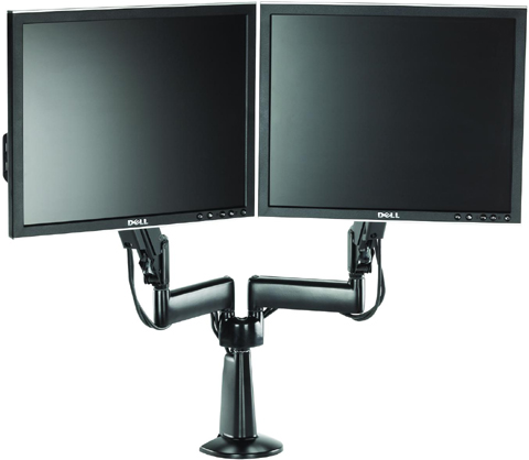 Chief KCY220 Desk Mount Dual Monitor Height Adjustable LCD Arm with Monitors