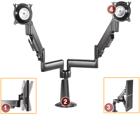 Chief KCY220B Height Adjustable Dual Monitor Arm Desk Mount