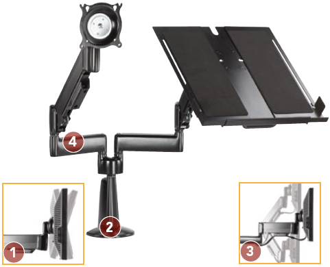 Chief KGL220B or KGL220S Desk Mount Arm Height Adjustable Dual LCD Monitor or Laptop