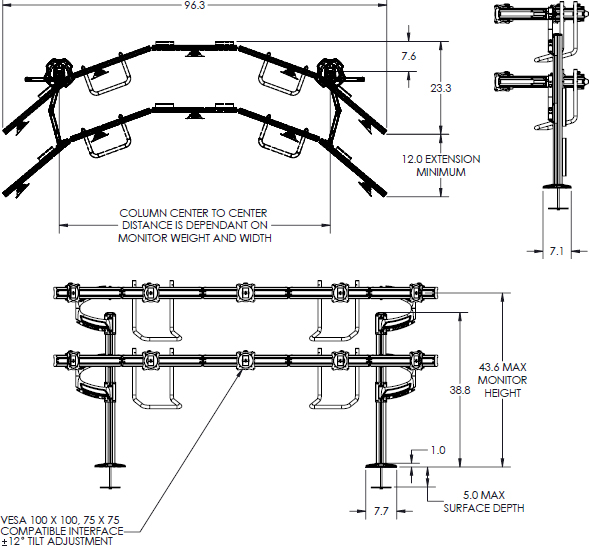 Technical Drawing for Chief K4G520B KONTOUR K4 5x2 Grommet Mounted Array