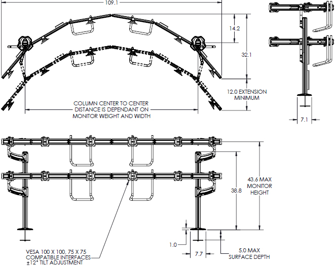 Technical Drawing for Chief KONTOUR K4 6x2 Grommet Mounted Array K4G620B