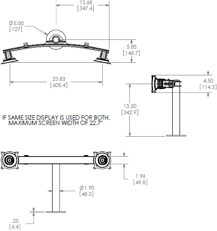 Chief Dual Horizontal Grommet Mount Ktg220b Or Ktg220s