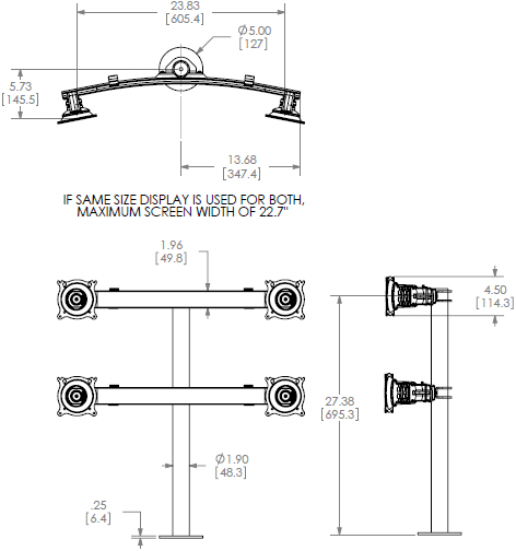 Chief Quad Monitor Grommet Mount Ktg440b Or Ktg440s