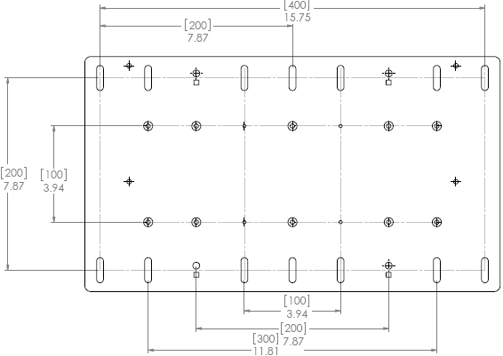 Technical Drawing for Chief JSBVB Flat Panel 400x200 VESA Interface Bracket
