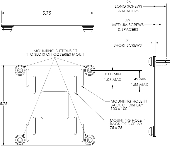 Technical Drawing for Chief FDP4100S Dual Display Pole Mount Arm