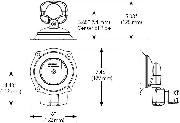 Technical Drawing for Chief JPP210 Pivot or Tilt Pole Mount Arm