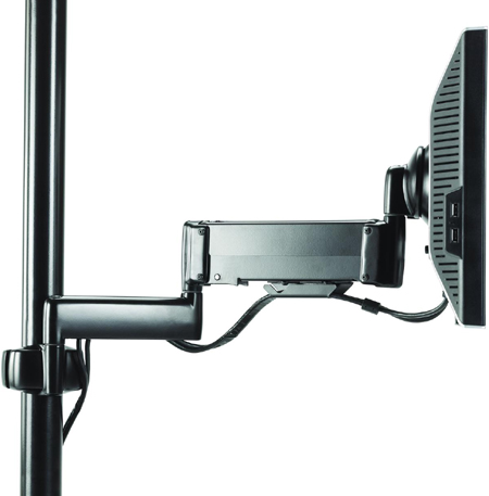 Chief KPG110 Pole Mount Height Adjustable Dual Swing LCD Arm with screen