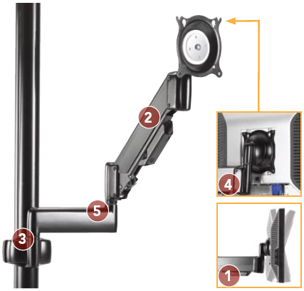 Chief KPG110S or KPG110B Pole Mount Height Adjustable Dual Swing LCD Flat Panel or Laptop Arm