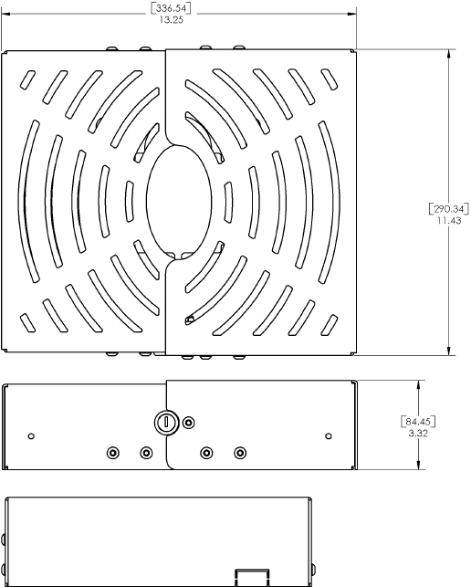 Technical drawing for Chief PL1A or PL1B or PL1C Large RPA Series Projector Lock