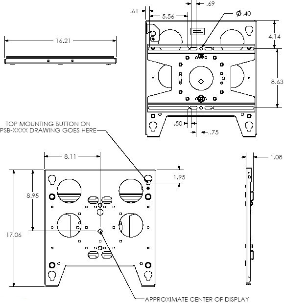 Technical Drawing of Chief TPS2000B Large Fixed truss and Pole Mount