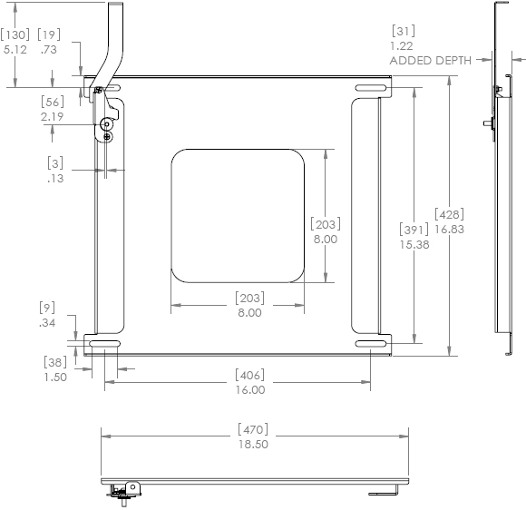 Technical Drawing for Chief PSM2176 Fixed Wall Mount up to 65 inch Displays