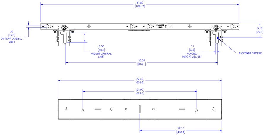 Technical Drawing for Chief TILD1X2IER-R TiLED Right dvLED Wall Mount for 2 Samsung IER/IEA Displays