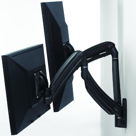 Chief K1W200B or K1W200S KONTOUR Dynamic Height Adjustment Wall Mount for Dual Monitors