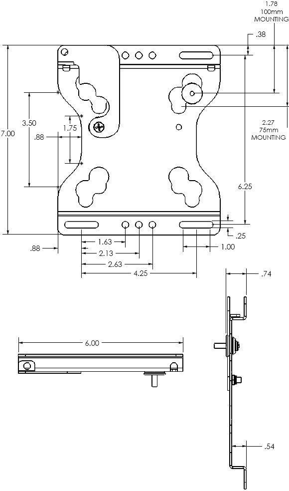 Technical Drawing for Chief FSRV Fixed Wall Mount for 10 to 32 inch Displays