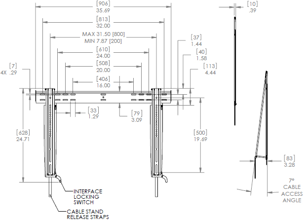 Technical Drawing for Chief LSTU Large Thinstall Ultra-Thin Fixed Wall Display Mount