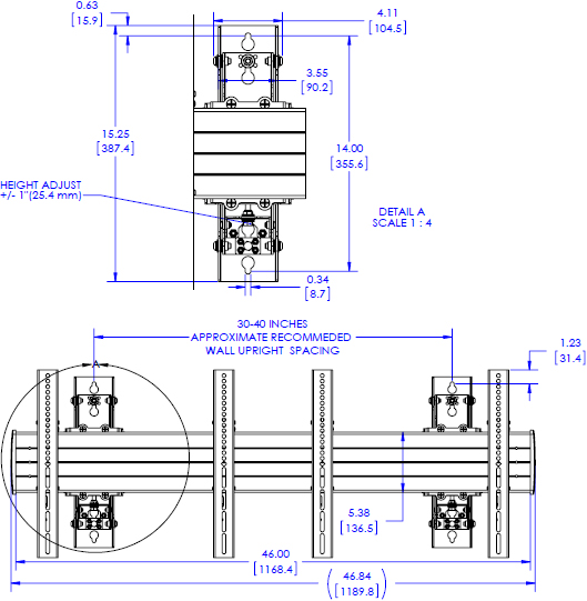 Technical Drawing for Chief LWM2X1UP Fusion Large 2X1 Wall Menu Board, Portrait