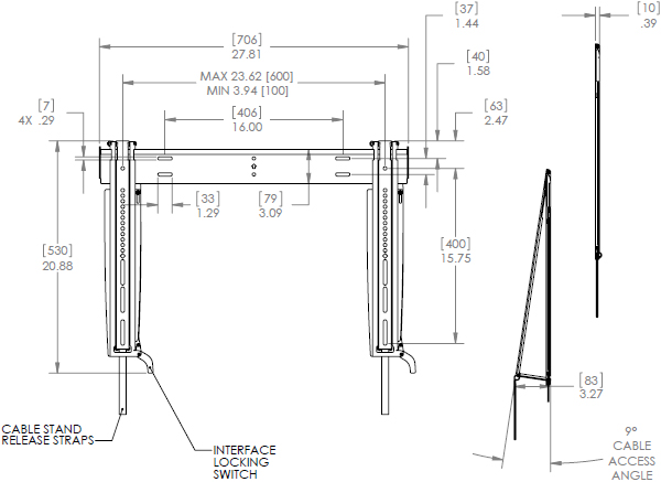 Technical Drawing for Chief MSTU Medium Thinstall Ultra-Thin Fixed Wall Display Mount
