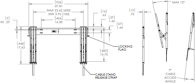 Technical Drawing for Chief MTTU Medium Thinstall Ultra-Thin Tilt Wall Mount (26-47