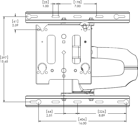 Technical Drawing for Chief MWRUB Wall Mount Flat Panel Swing Arm
