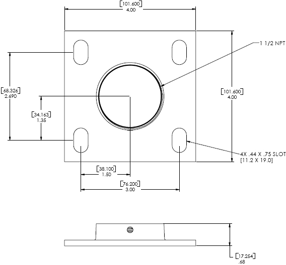 Technical Drawings for Chief CMA105 - 4 inch Ceiling Plate