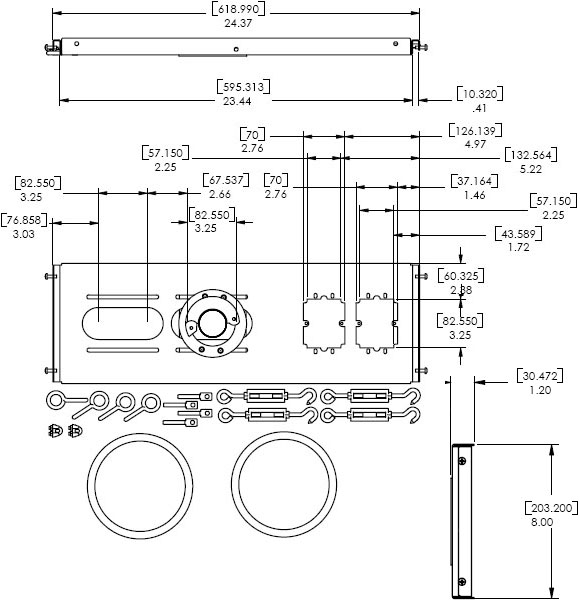 Technical Drawing for Chief CMA440 Above Tile Suspended Ceiling Plate White