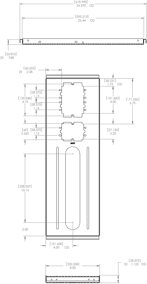 Technical Drawing for Chief CMS-440 Speed Connect Above Tile Suspended Ceiling Plate