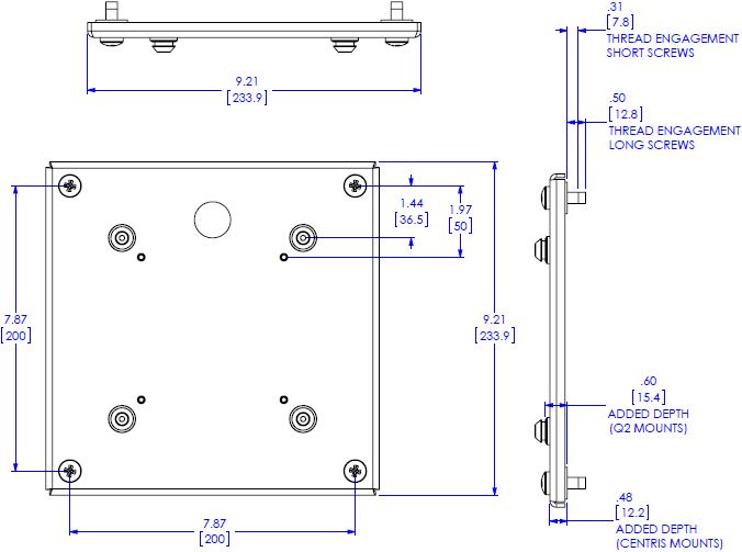 Technical Drawing for Chief FSB4041 Small Flat Panel Interface Bracket, 200 x 200mm VESA, M8