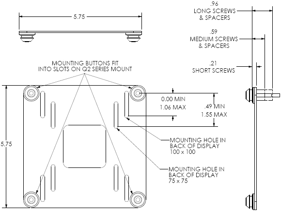 Technical Drawing for Chief FSB4100 VESA Interface Bracket for Displays