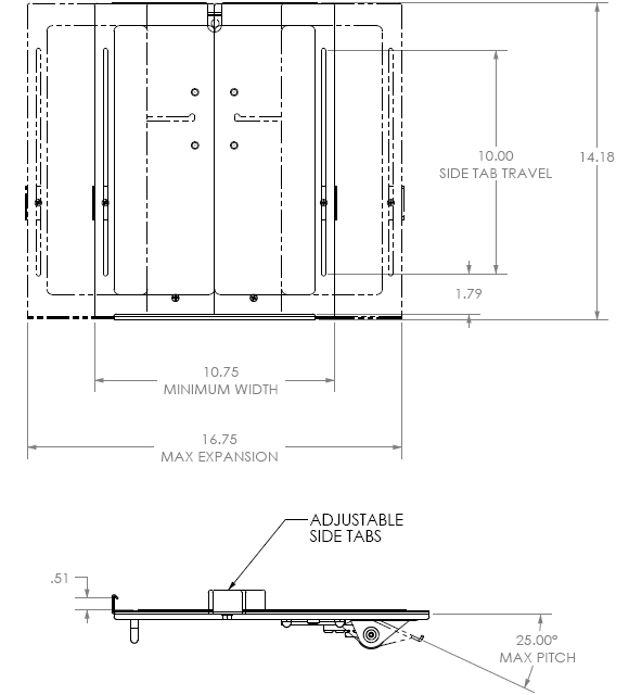 Technical Drawings for Chief KSA1013B Notebook Tray