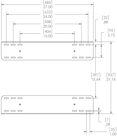 Technical Drawing for Chief MAC119 Flat Panel Swing Arm Steel Stud Adapter