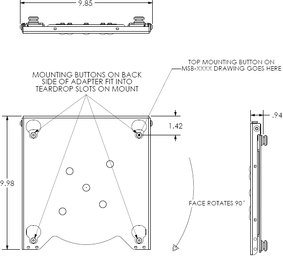 Technical Drawing for Chief MAC400 Rotation Adapter for Medium Flat Panel