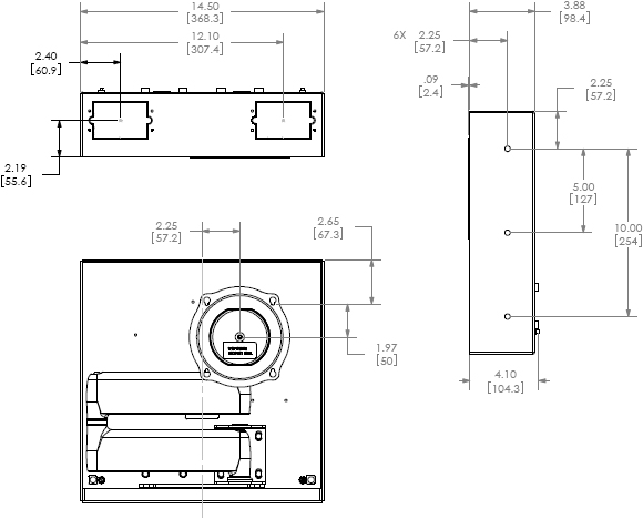 Technical Drawing for Chief MAC501B Flat Panel In-Wall Swing Arm Accessory