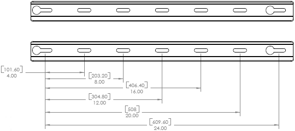 Technical Drawing for Chief PAC 124 Flat Panel Swing Arm 24 inch Stud Adapter