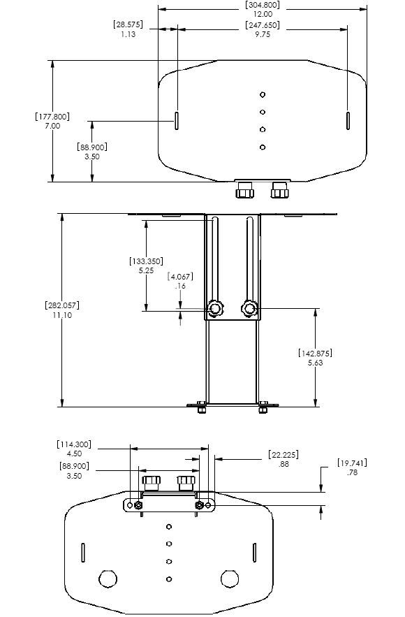Technical Drawing for Chief PAC150 Video Conferencing Camera Shelf