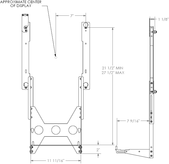 Technical Drawing for Chief PAC302 Center Channel Speaker Shelf