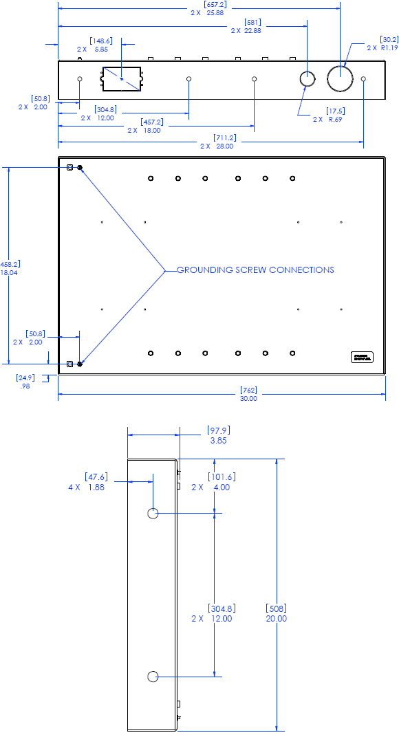 Technical Drawing for Chief PAC501 Flat Panel In-Wall Swing Arm Accessory