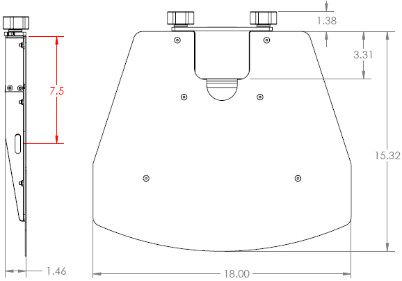 Technical Drawing for Chief PAC710 Height-Adjustable Accessory Shelf White