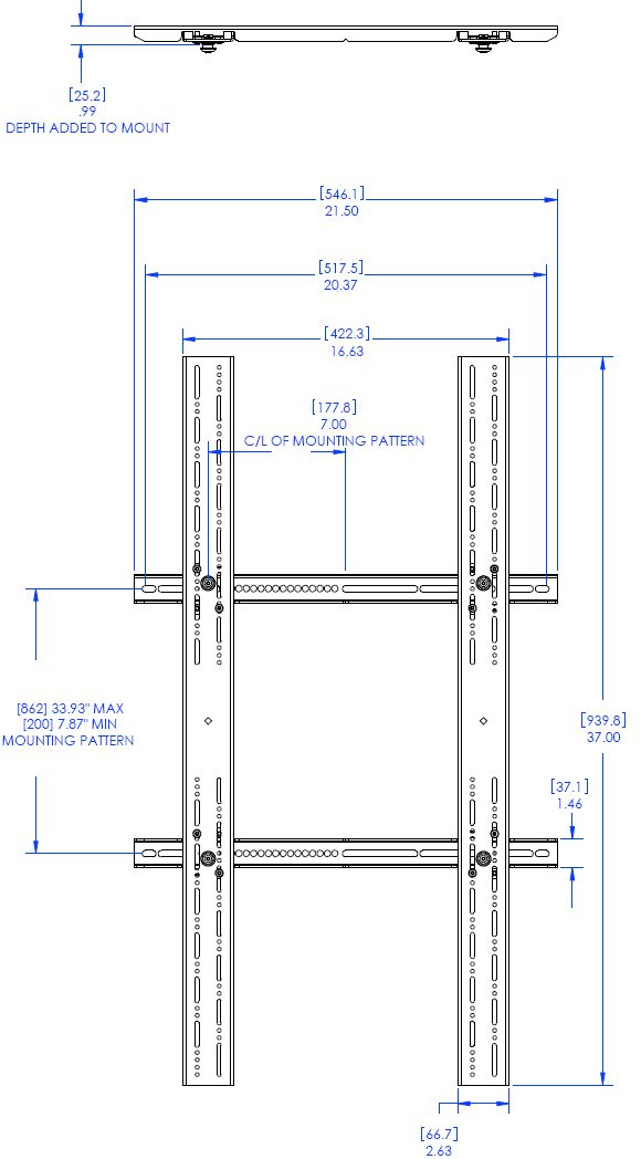 Technical Drawing for Chief PSBU Universal Interface Bracket