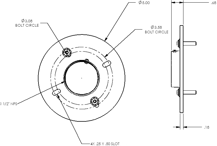 Technical Drawing of Chief CMA 106 Junction Box Assembly Ceiling Plate