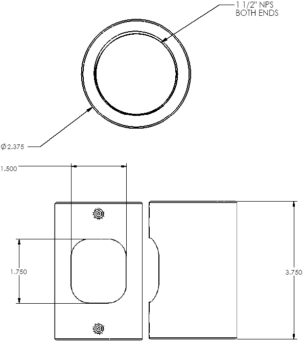 Technical Drawing of Chief CMA152 Threaded Pipe Adapter Black
