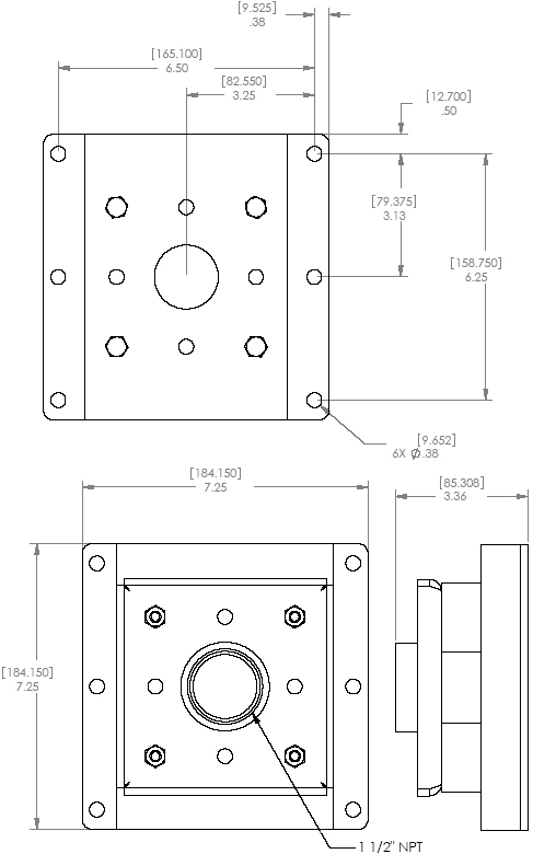 Technical Drawing of Chief CMA-345 Structural Ceiling Plate Black